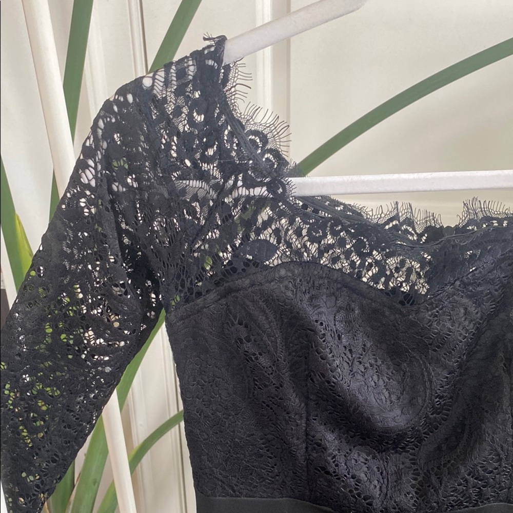 Black Long Sleeve Lace Detail Gown - Picture 6 of 11